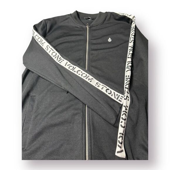 Volcom Stone Album Track Jacket Full Zip Black White Zip Pockets Men’s Size L - Picture 2 of 9